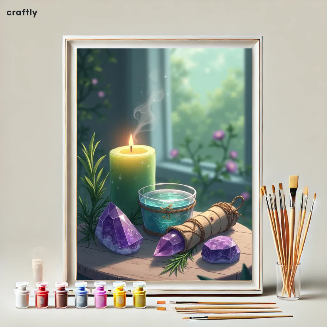Paint by Numbers – Crystals and Green Candle