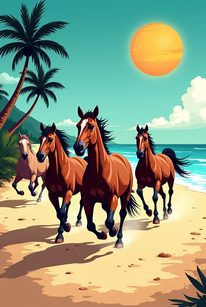 Paint by Numbers – Horses Running on the Beach
