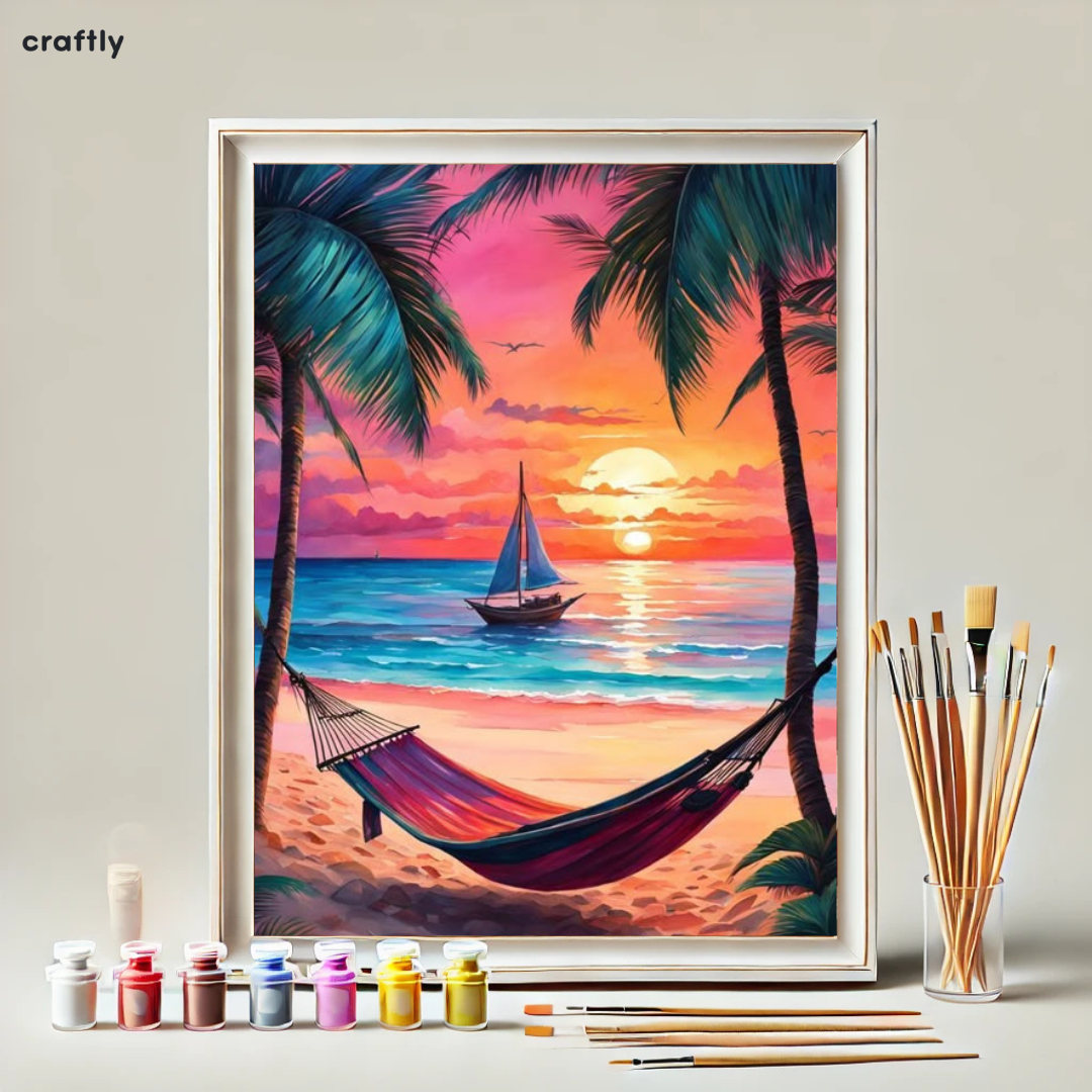 Paint by Numbers β Hammock on the Beach at Sunset