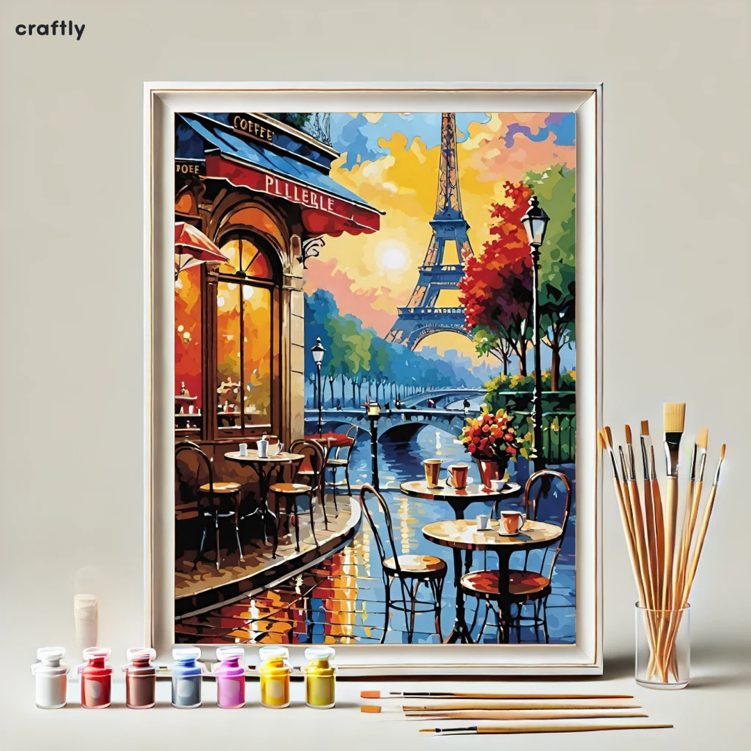 Paint by Numbers – Parisian Café with Eiffel Tower View