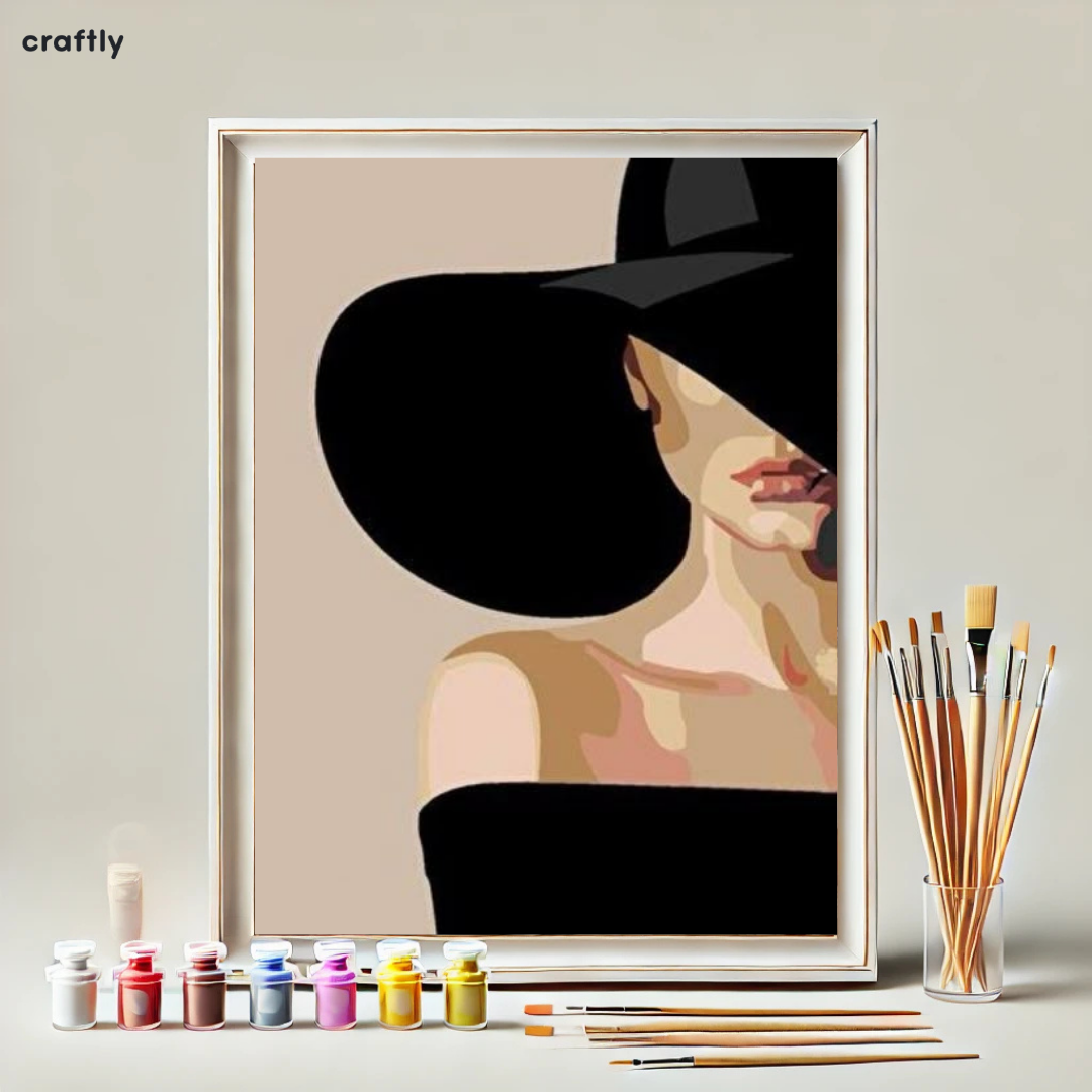 Painting by Numbers – Mysterious Woman with a Wide-Brimmed Hat