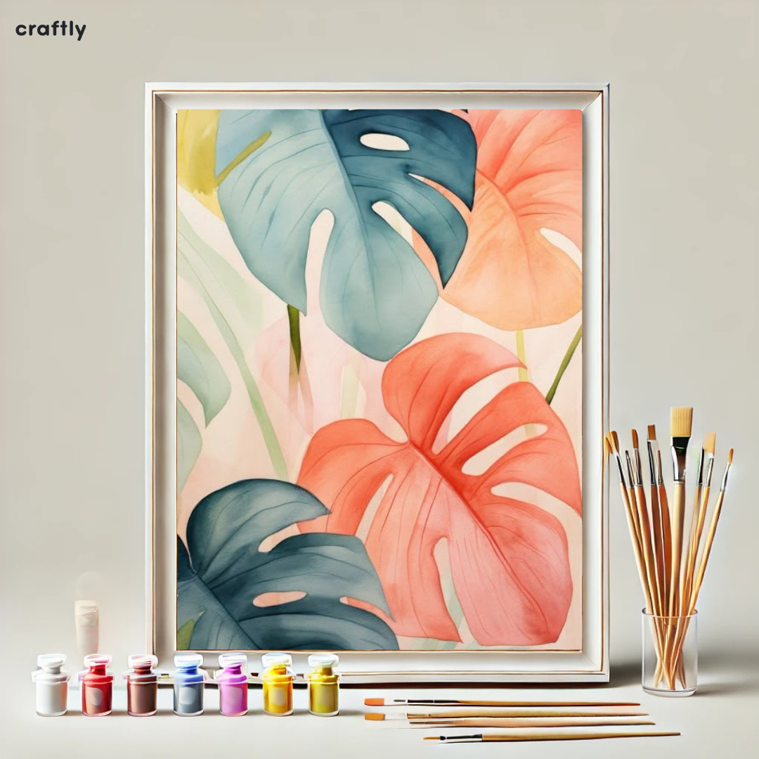 Paint by Numbers – Monstera Leaves in Watercolour