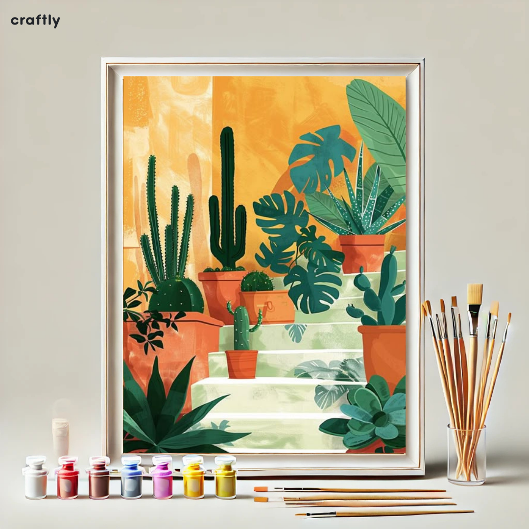 Paint by Numbers – Green Potted Plants
