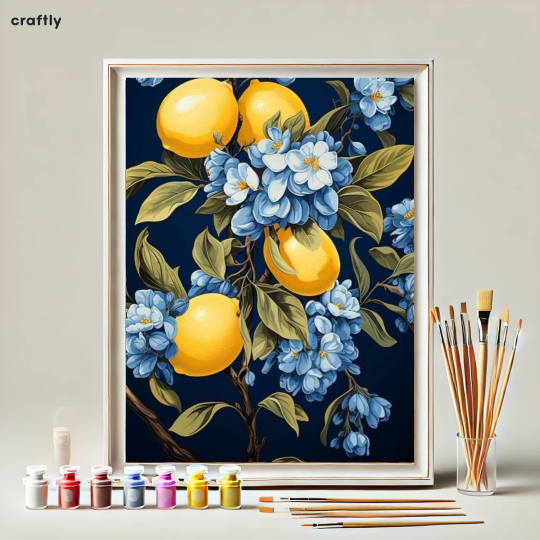 Paint by Numbers – Lemons and Blue Flowers