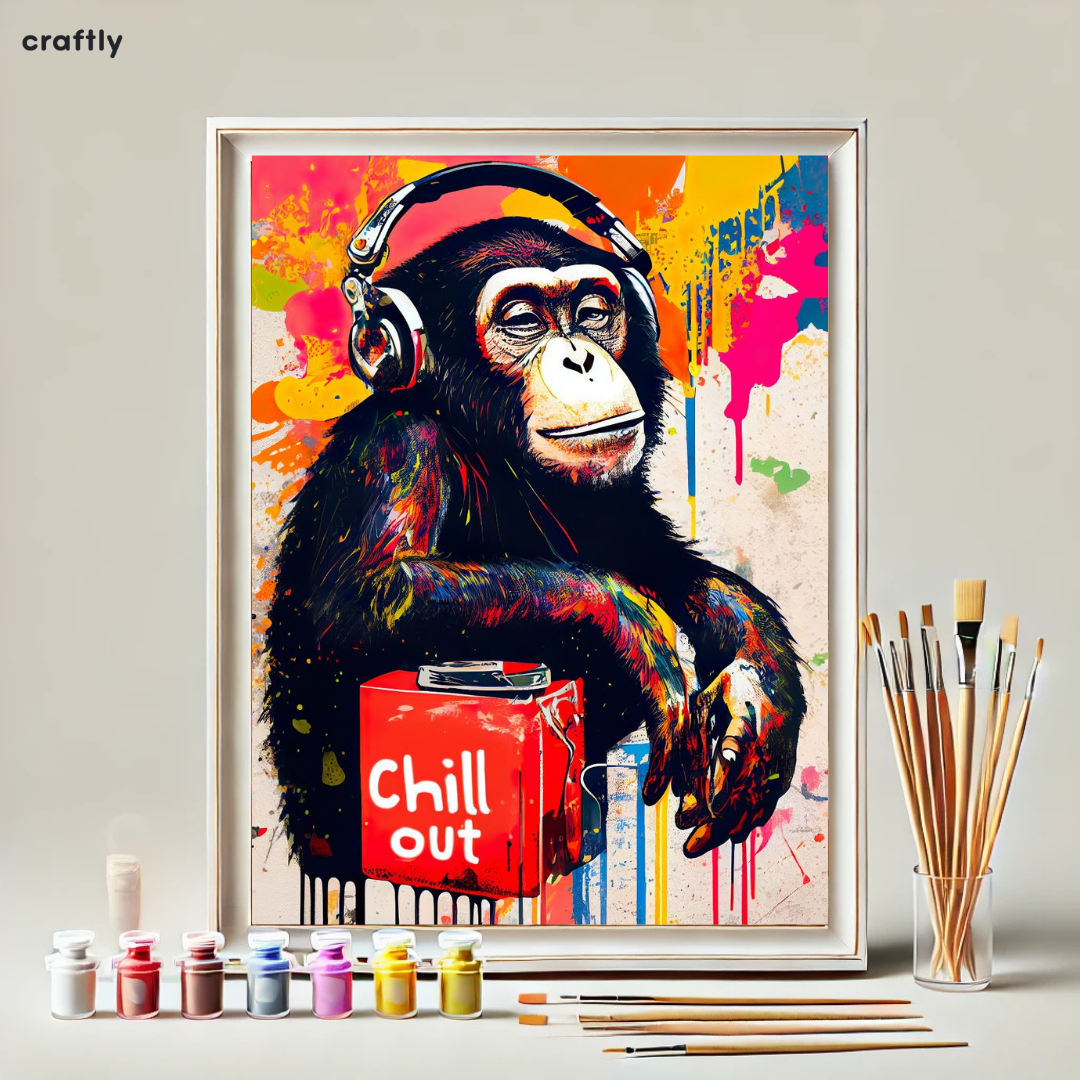 Paint by Numbers – Colourful Monkey with Headphones
