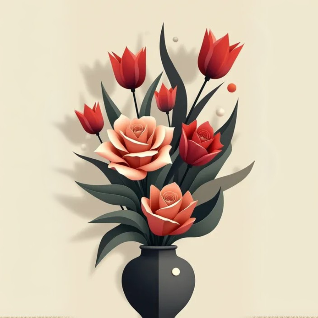 Paint by Numbers – Red Bouquet in a Black Vase