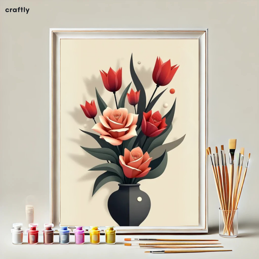 Paint by Numbers – Red Bouquet in a Black Vase