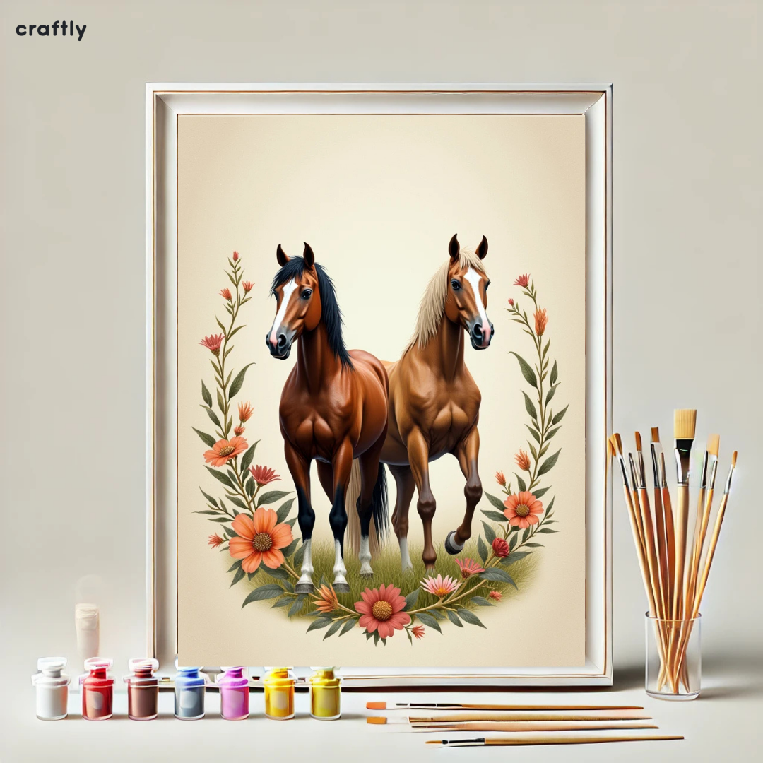 Paint by Numbers – Horse Couple in Bloom