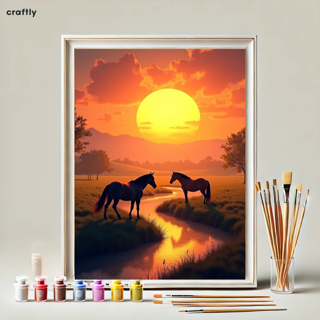 Paint by Numbers – Horses at Sunset