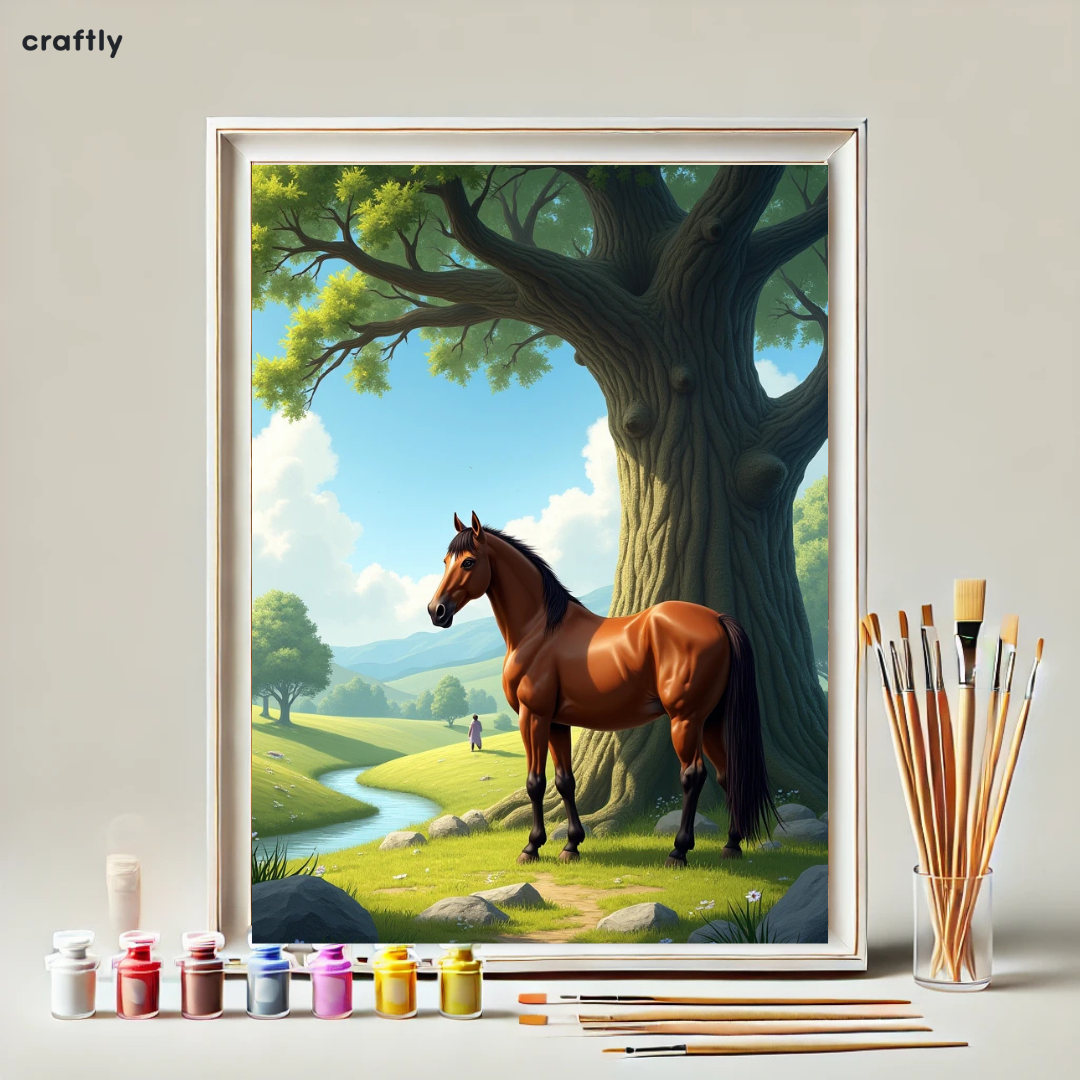 Paint by Numbers – Horse Beside an Ancient Tree