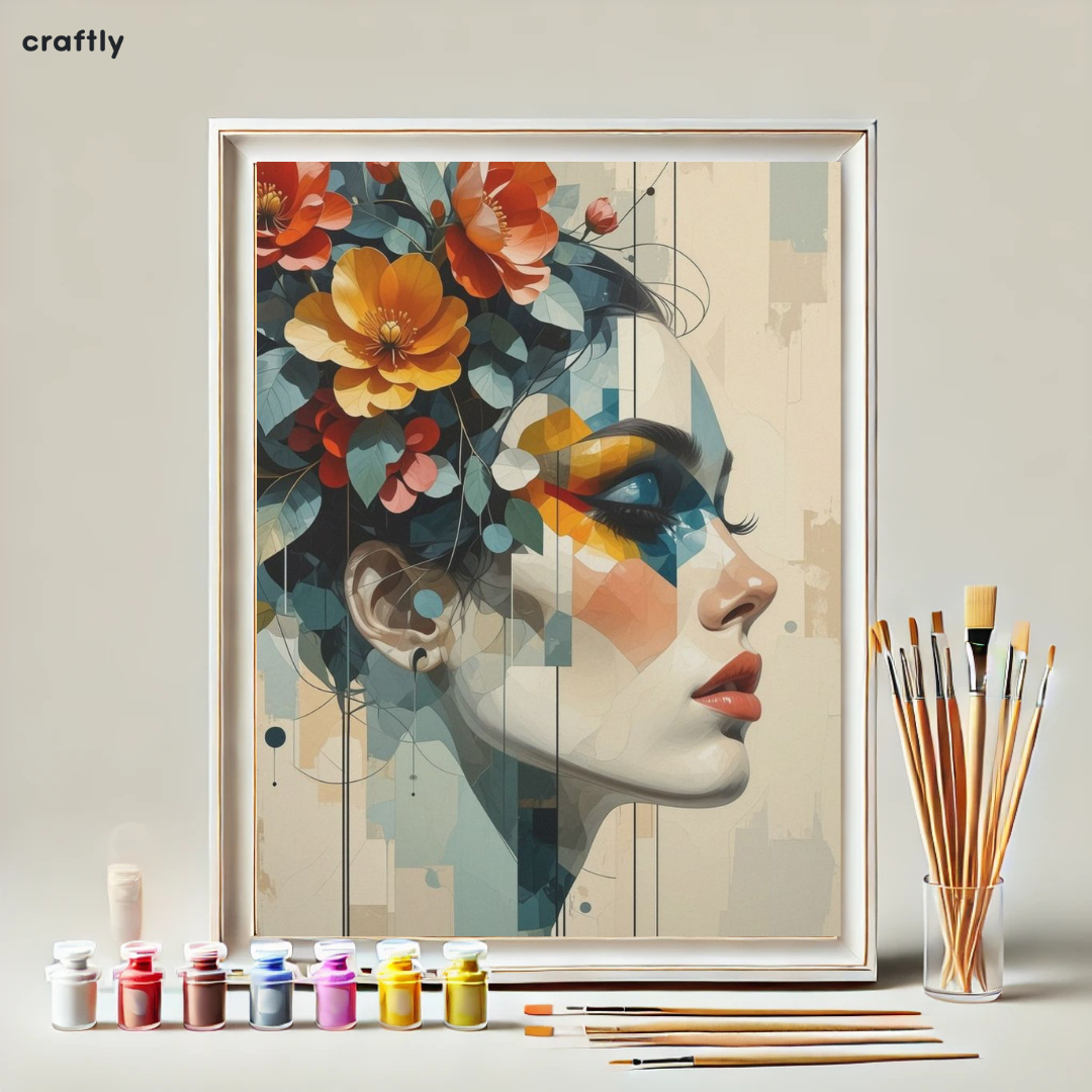 Paint by Numbers – Woman’s Profile with Geometric Flowers