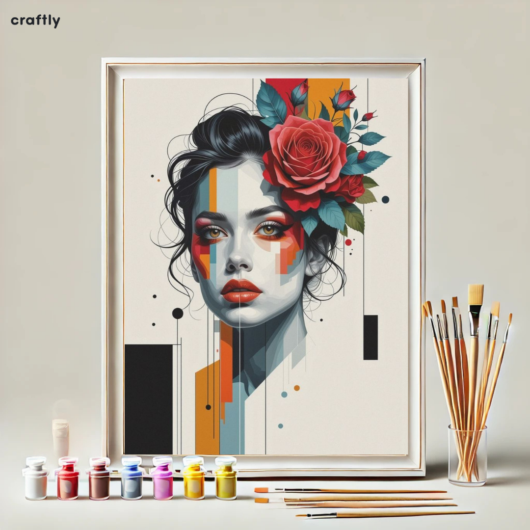 Paint by Numbers – Geometric Portrait with Rose