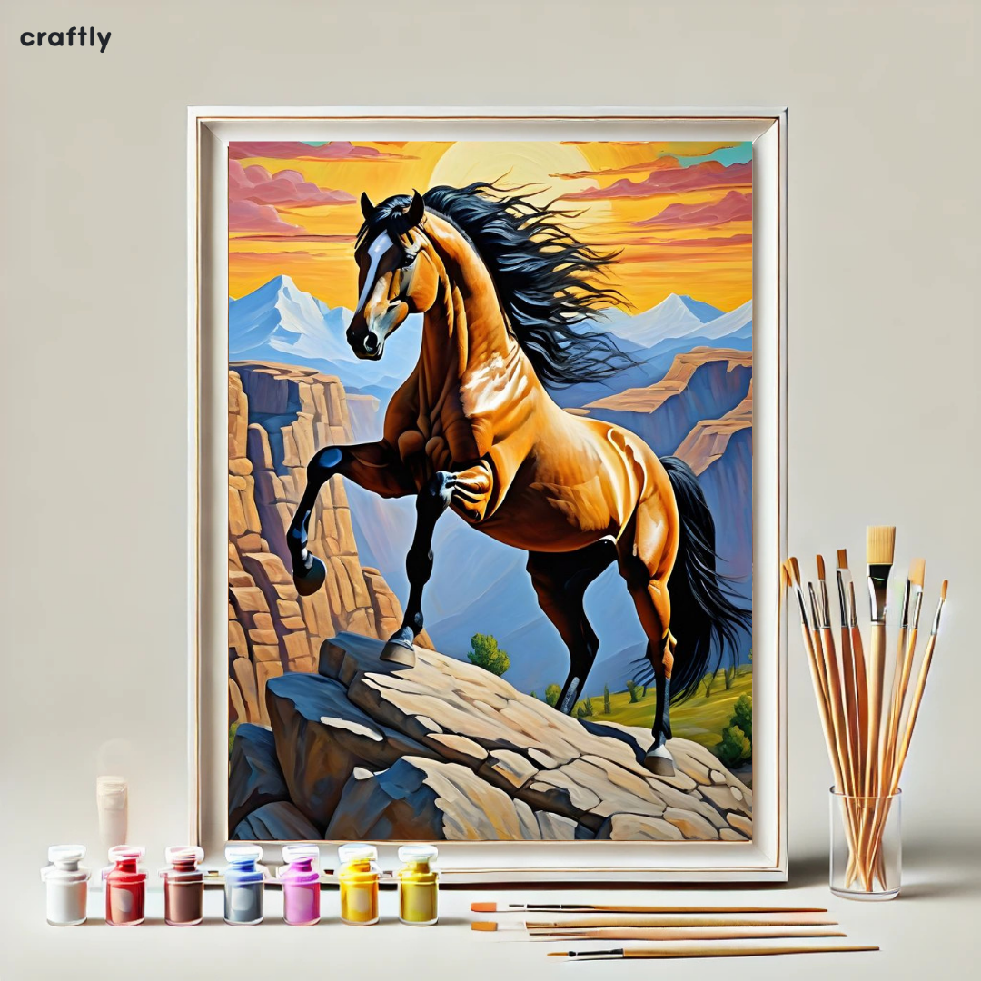 Paint by Numbers – Wild Horse on Mountain Peak