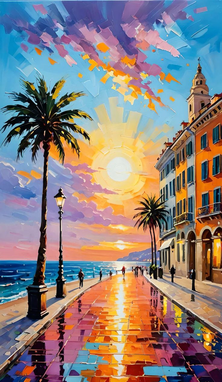 Paint by Numbers – Mediterranean Promenade at Sunset