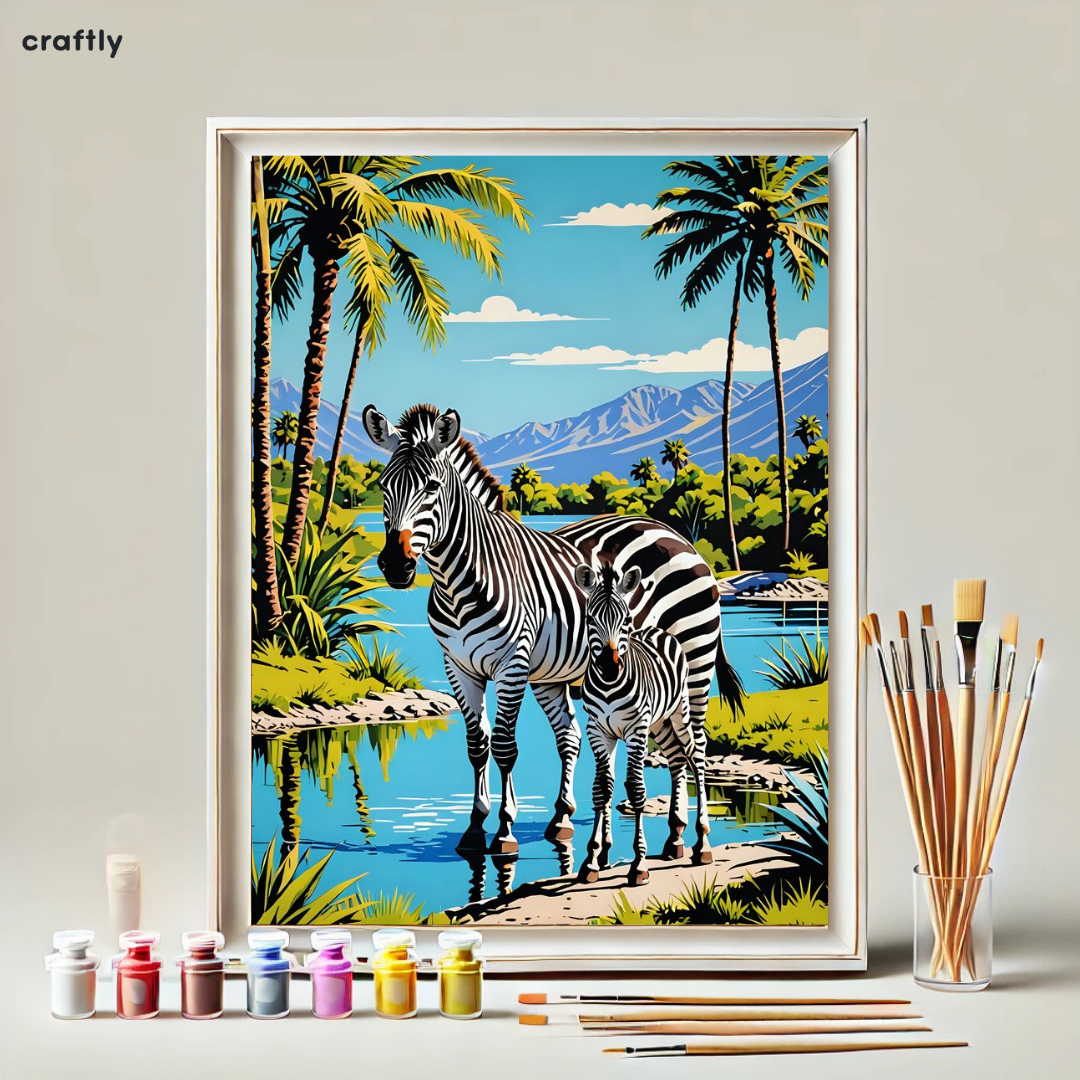 Paint by Numbers – Zebras by the Lake