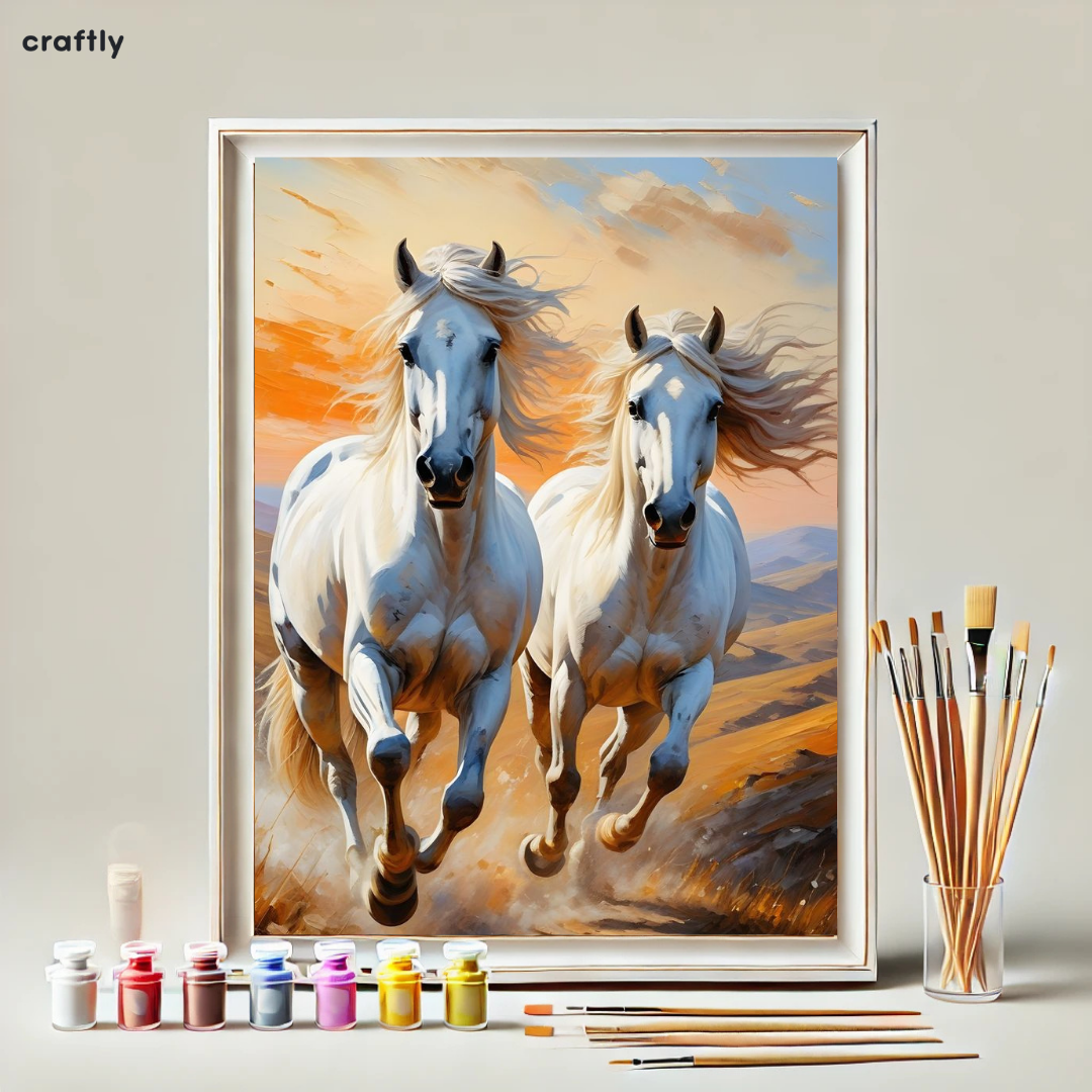 Paint by Numbers – Two White Horses