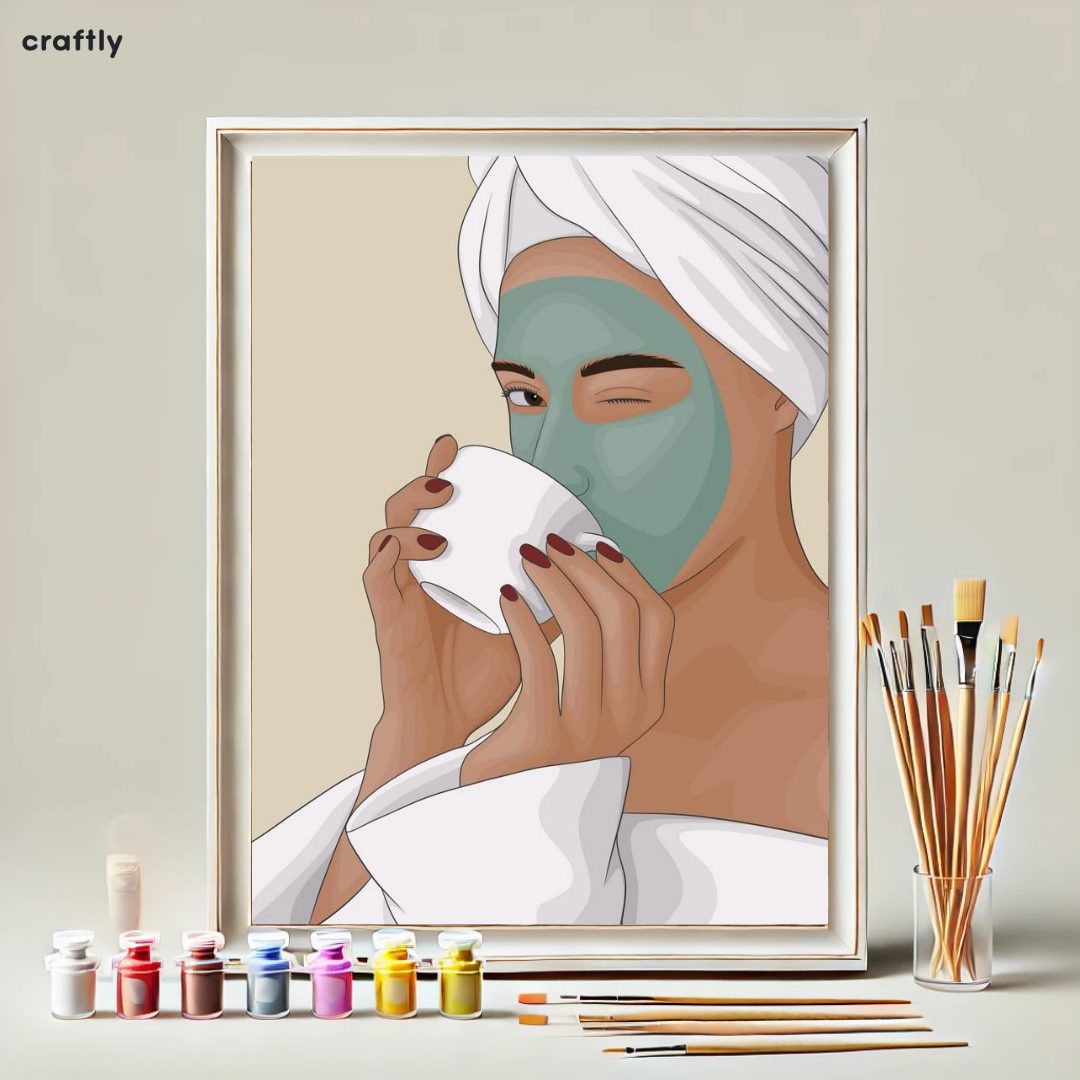 Paint by Numbers – Woman with Coffee and Face Mask
