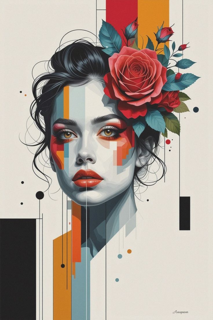 Paint by Numbers – Geometric Portrait with Rose