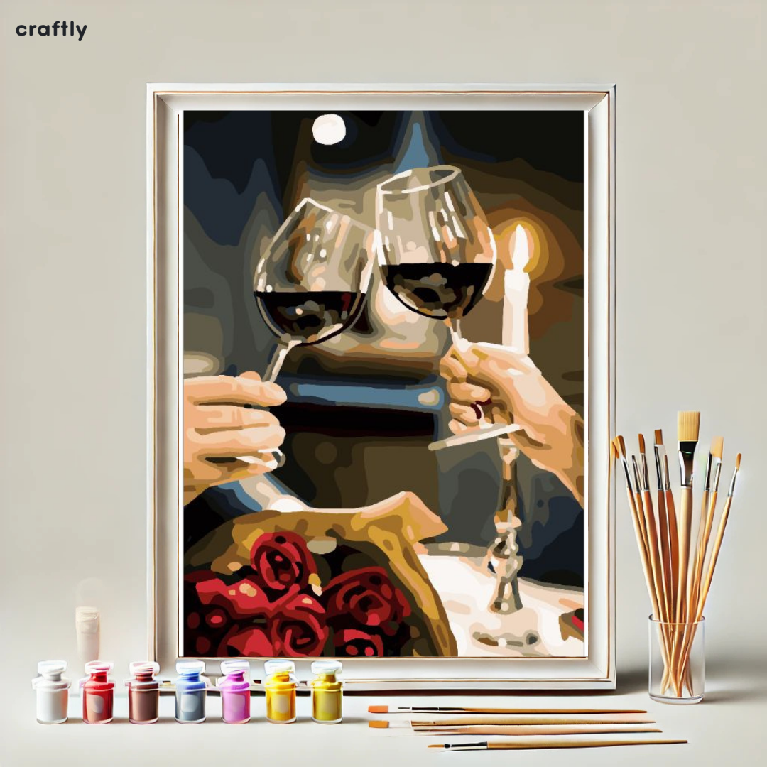 Paint by Numbers – Couple Celebrating with Wine Glasses