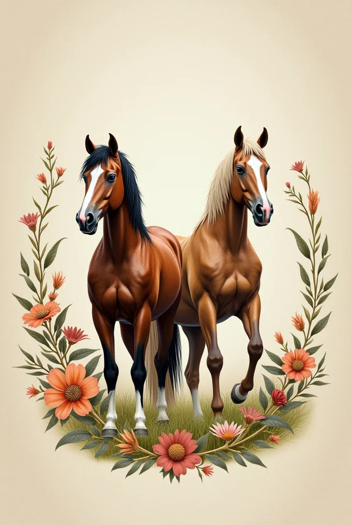 Paint by Numbers – Horse Couple in Bloom