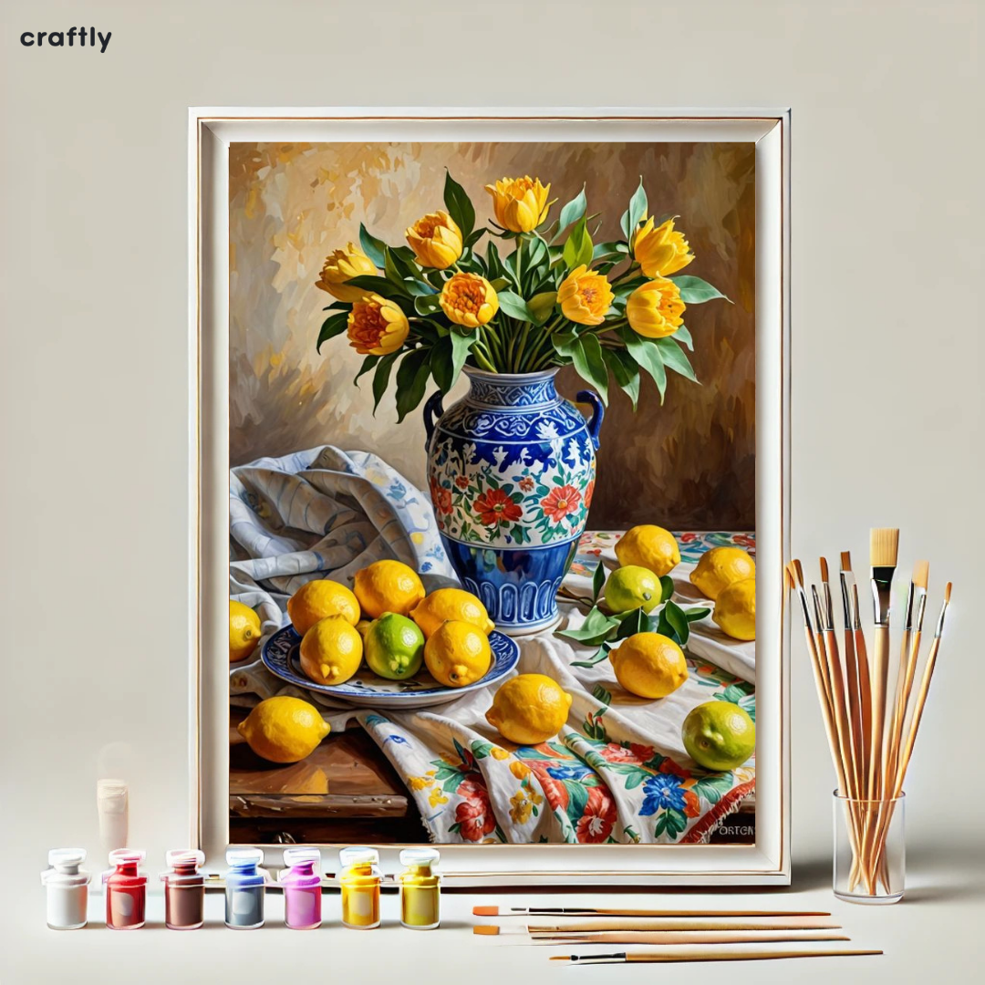 Paint by Numbers – Vase with Lemons and Flowers