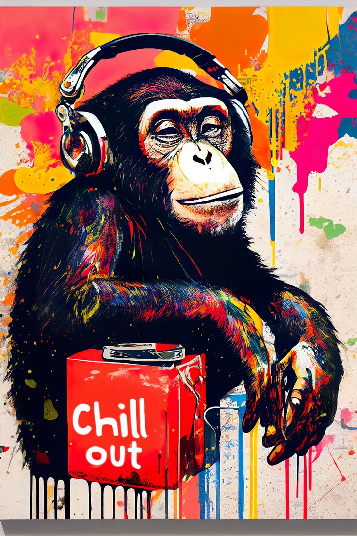 Paint by Numbers – Colourful Monkey with Headphones