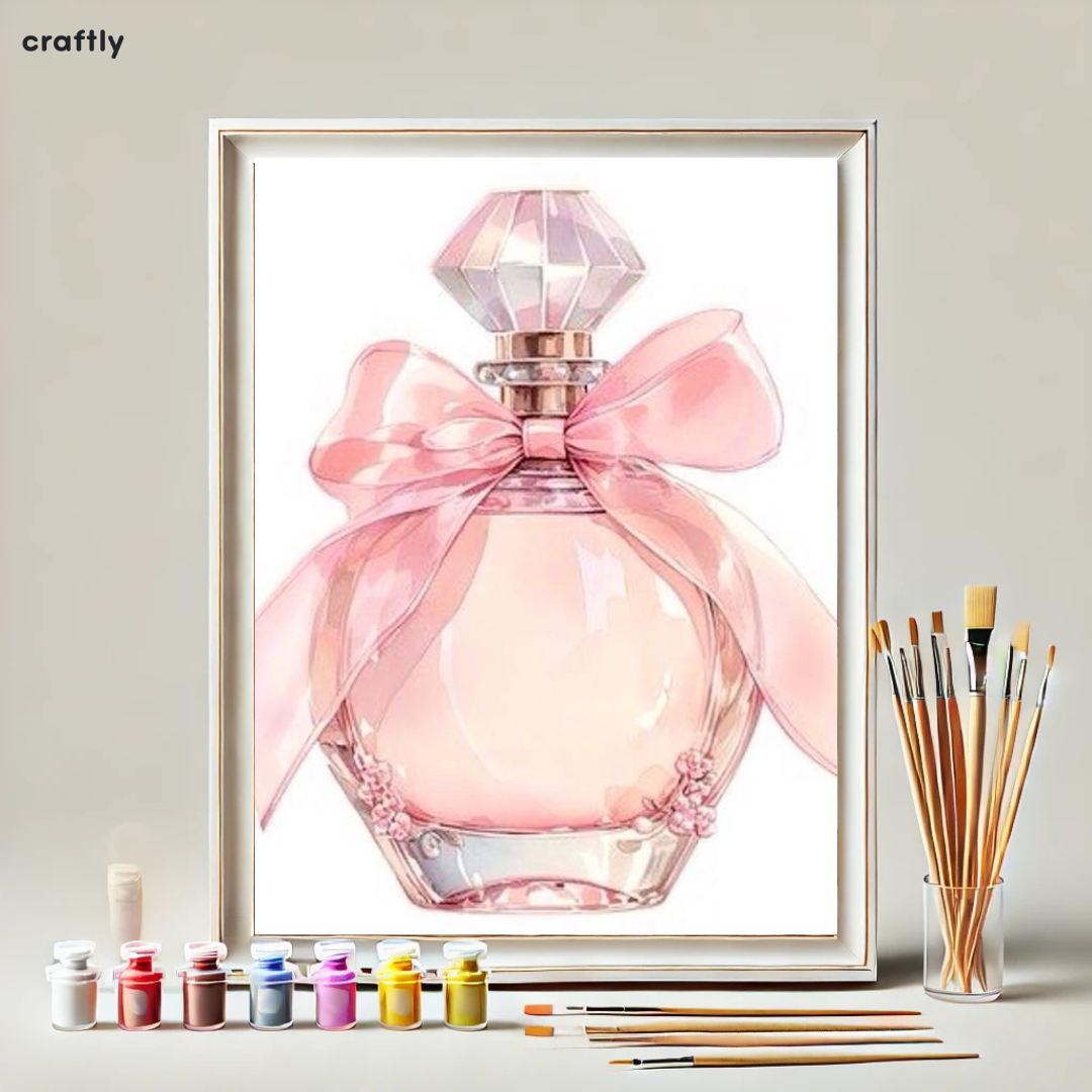 Paint by Numbers – Pink Perfume Bottle with Ribbon