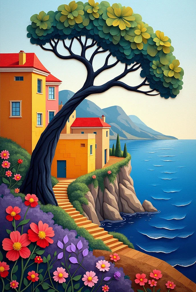 Paint by Numbers – Tree on a Cliff by the Sea