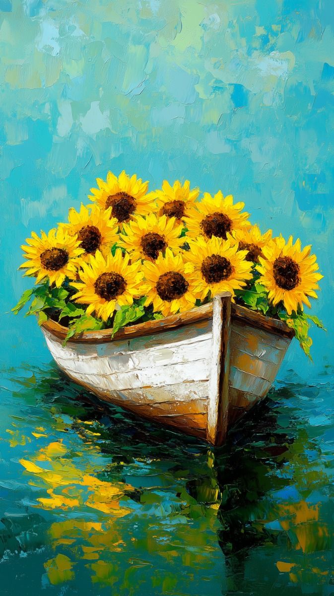 Paint by Numbers β Sunflower Boat on the Water