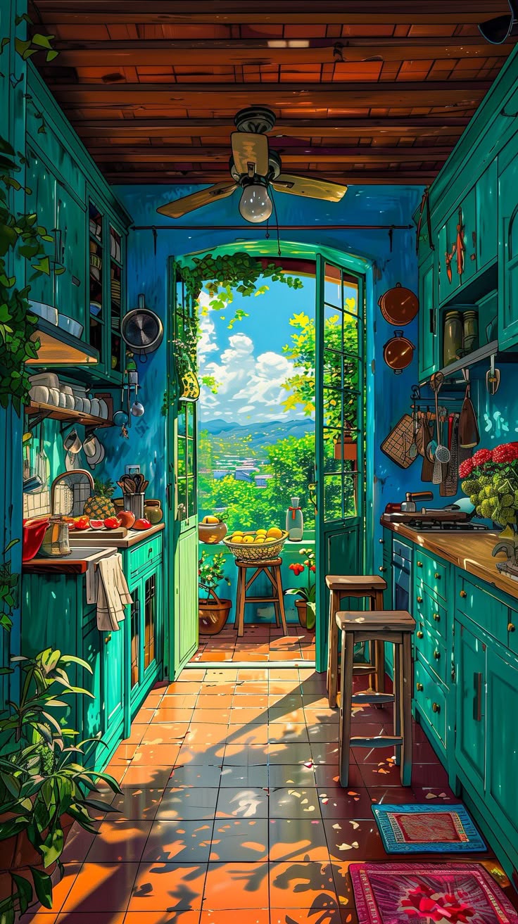 Paint by Numbers – Painting Green Country Kitchen