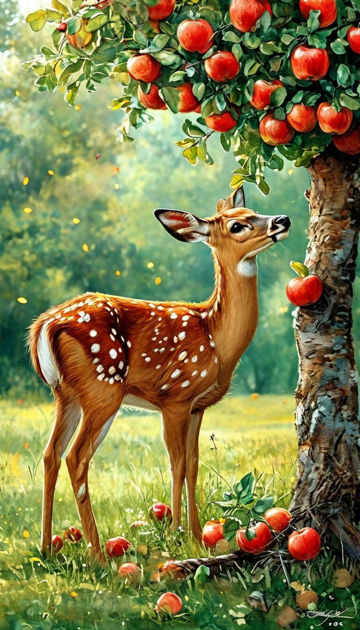 Paint by Numbers – Bambi in Apple Orchard