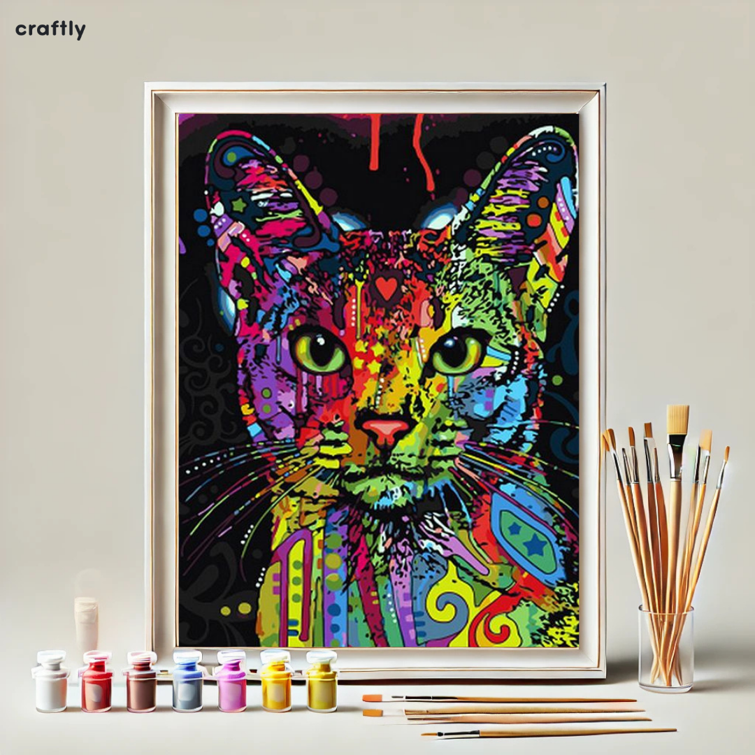 Paint by Numbers – Psychedelic Pop Art Cat