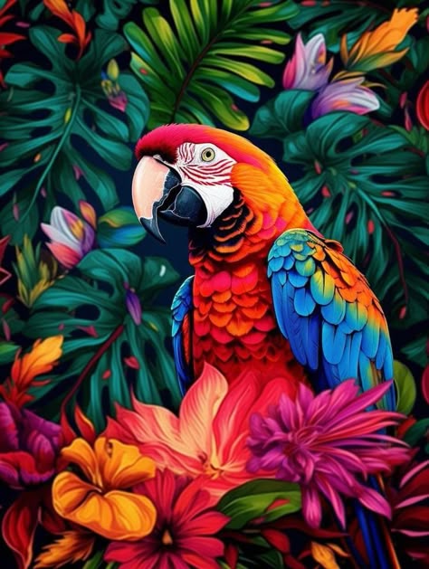 Paint by Numbers – Colorful Macaw in the Tropical Jungle