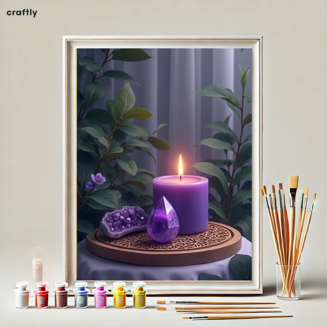 Paint by Numbers – Purple Candle and Crystals