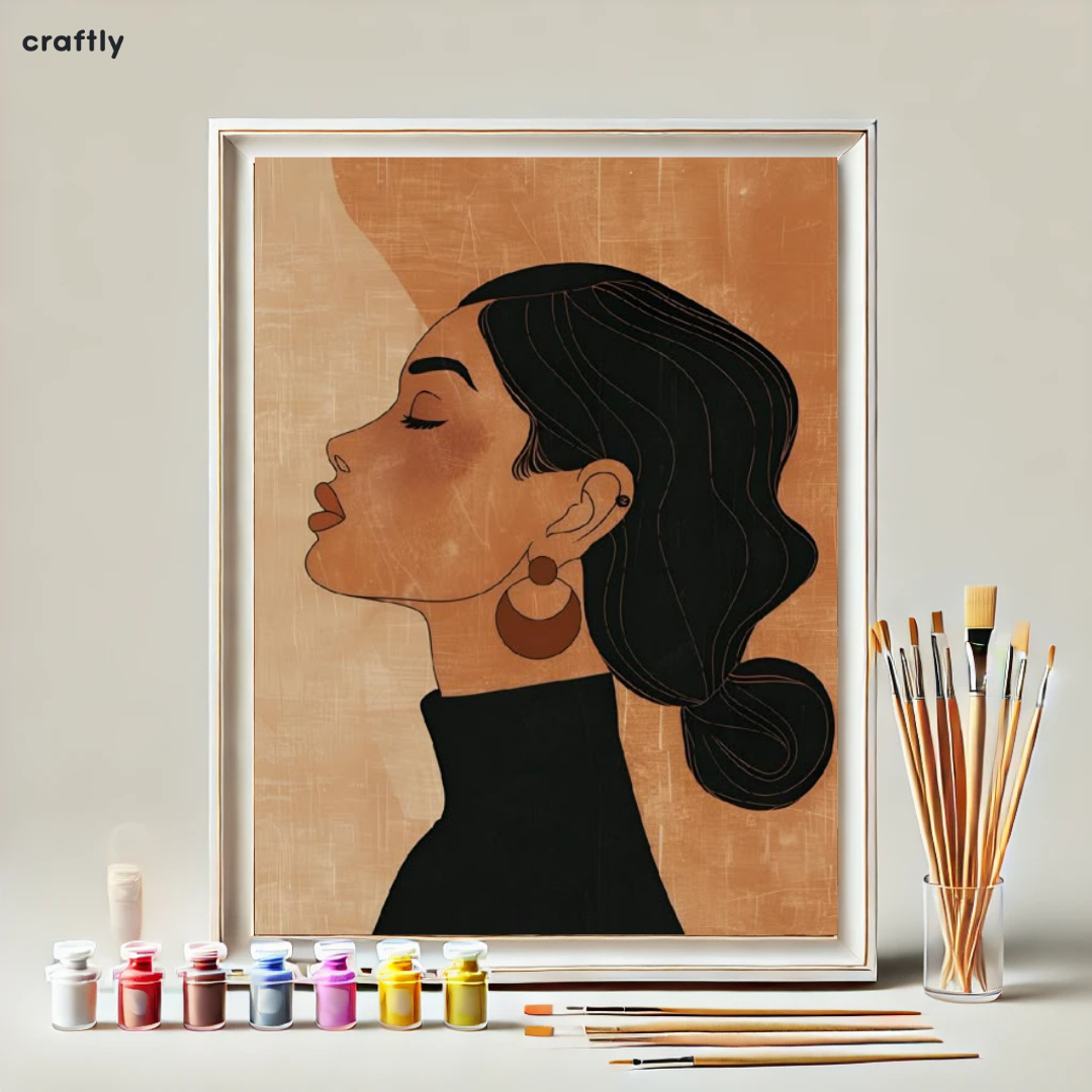 Paint by Numbers – Vintage-Style Female Portrait in Brown Tones