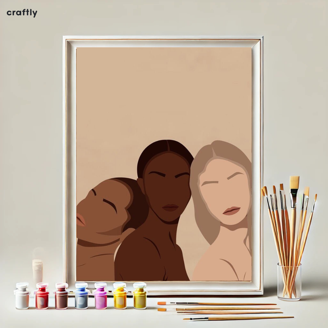 Paint by Numbers – Minimalist Female Portrait in Natural Tones