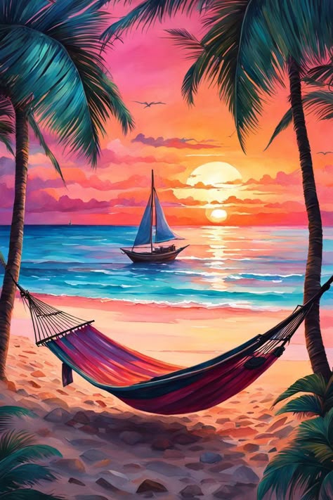 Paint by Numbers – Hammock on the Beach at Sunset