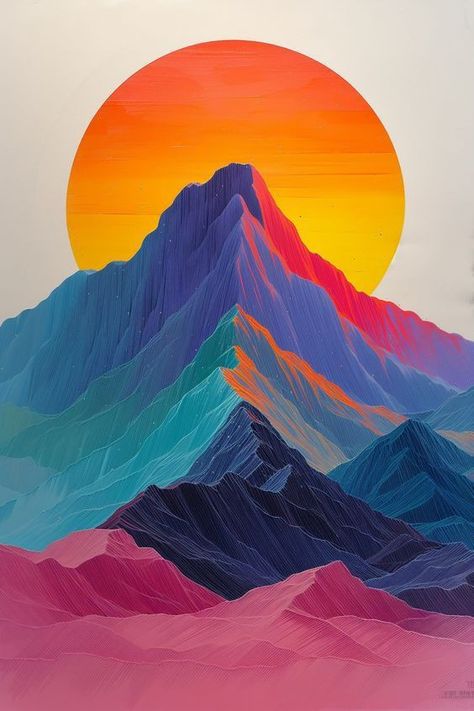 Paint by Numbers – Colourful Mountains with a Rising Sun