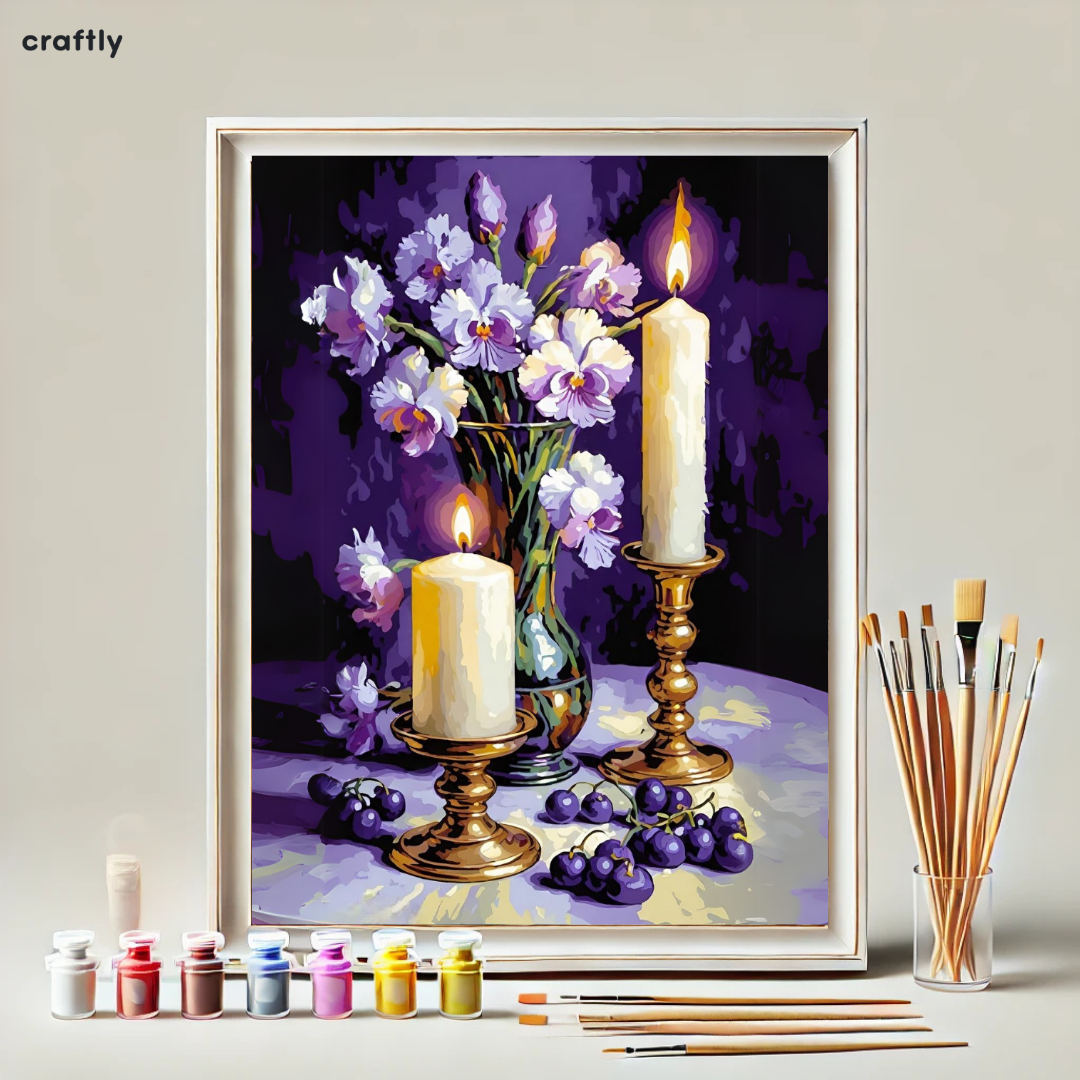 Paint by Numbers – Purple Candles and Flowers