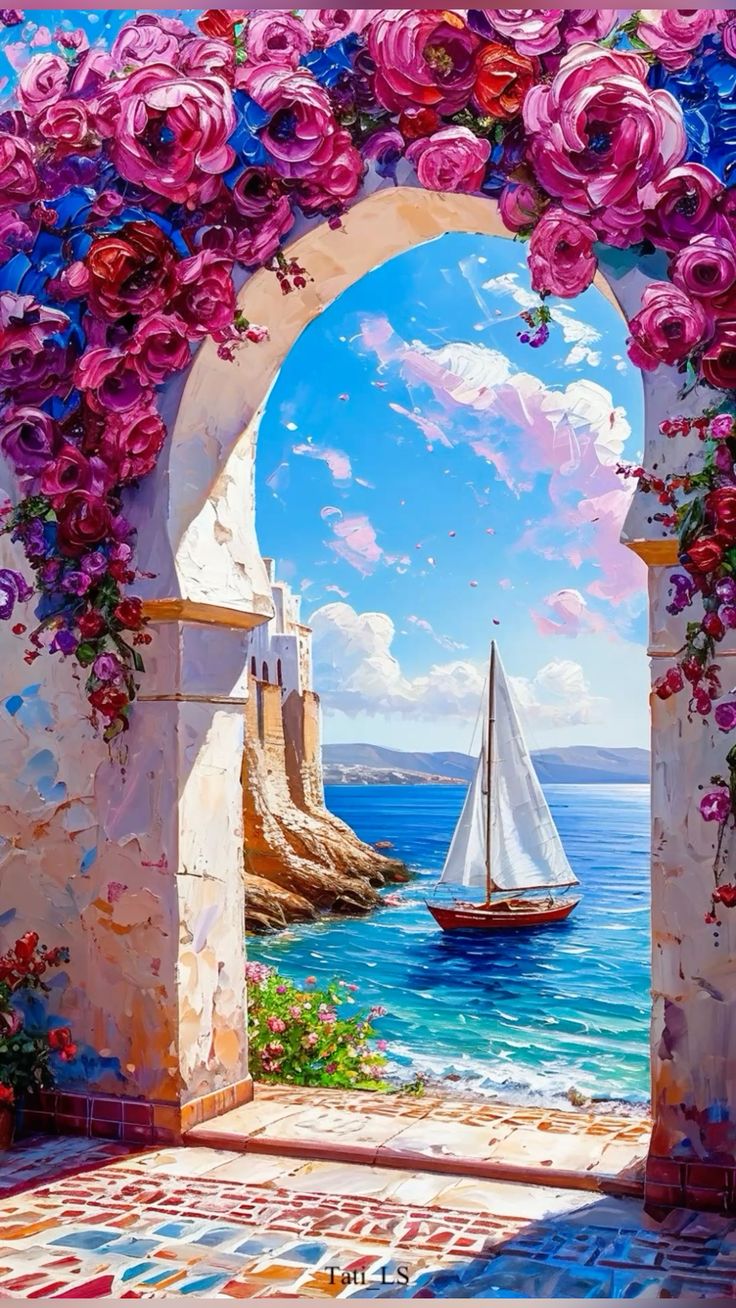 Paint by Numbers – Bay Through a Flower Arch