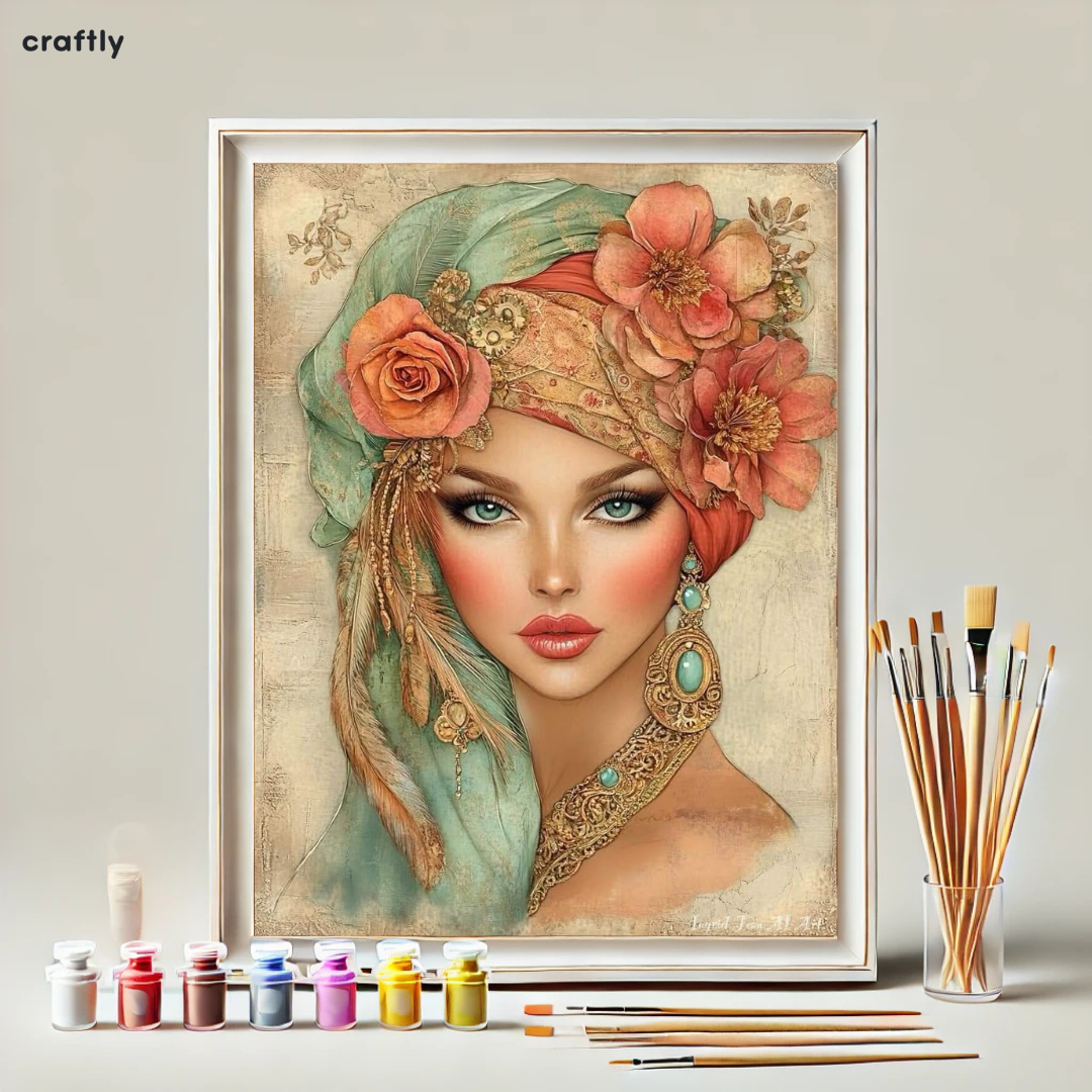 Paint by Numbers – Woman with Scarf and Flowers