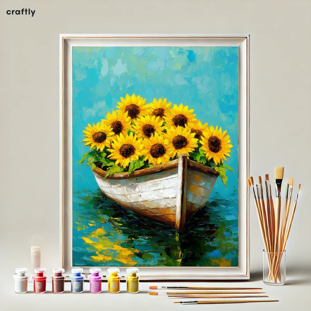 Paint by Numbers – Sunflower Boat on the Water