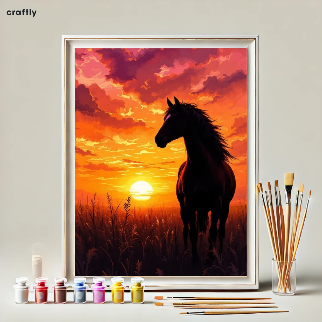 Paint by Numbers – Wild Horse in a Dramatic Sunset