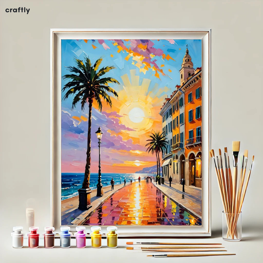 Paint by Numbers – Mediterranean Promenade at Sunset