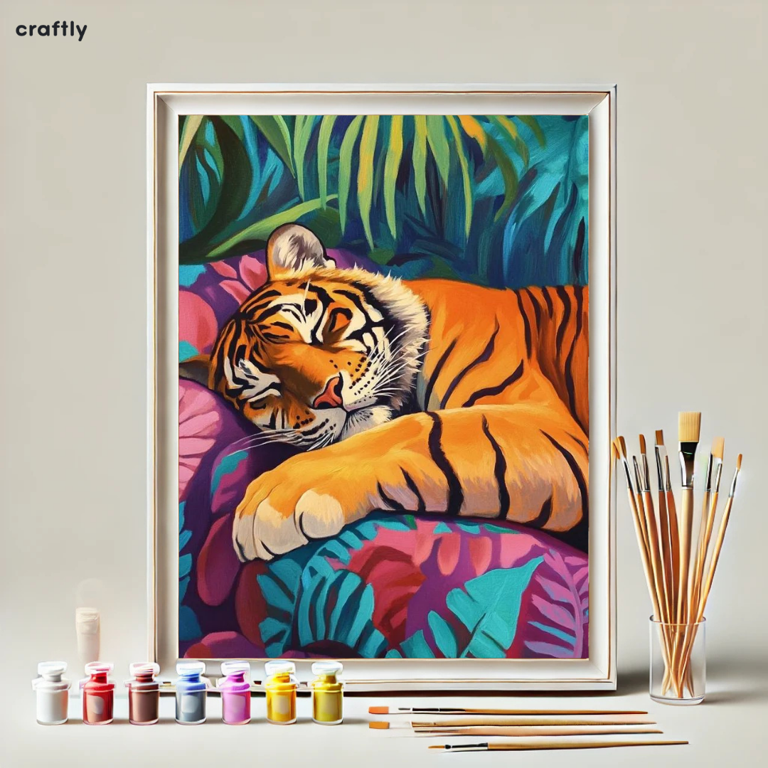 Paint by Numbers – Sleeping Tiger in a Tropical Jungle