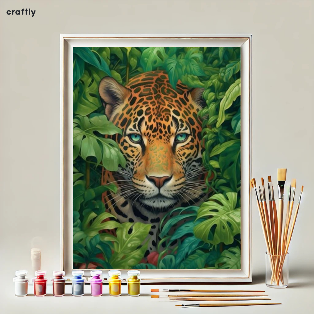 Paint by Numbers – Jaguar Hiding in a Lush Green Jungle