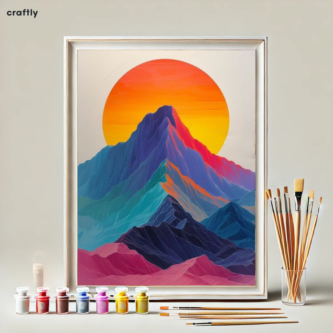Paint by Numbers – Colourful Mountains with a Rising Sun