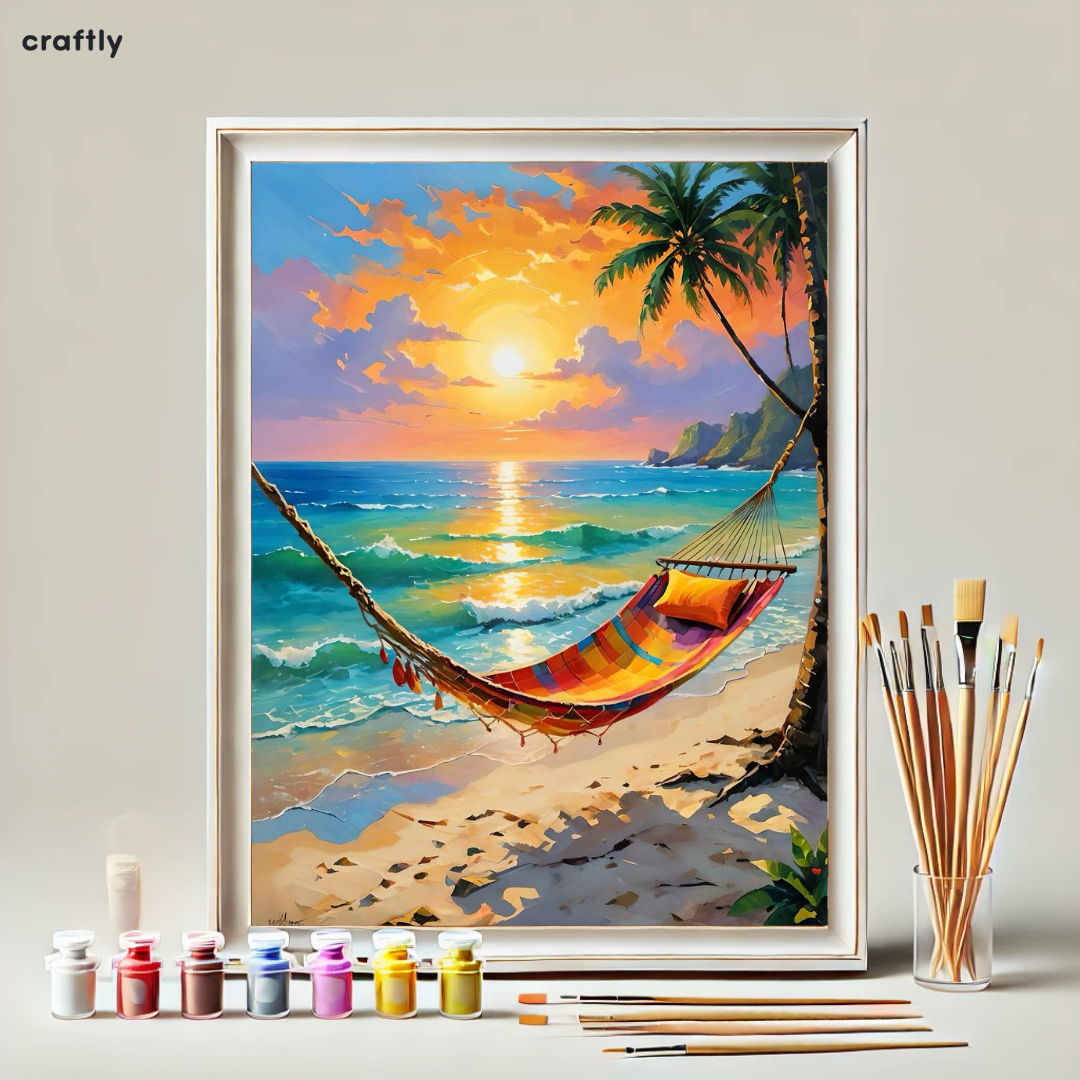 Paint by Numbers – Tropical Hammock at Ocean Sunset
