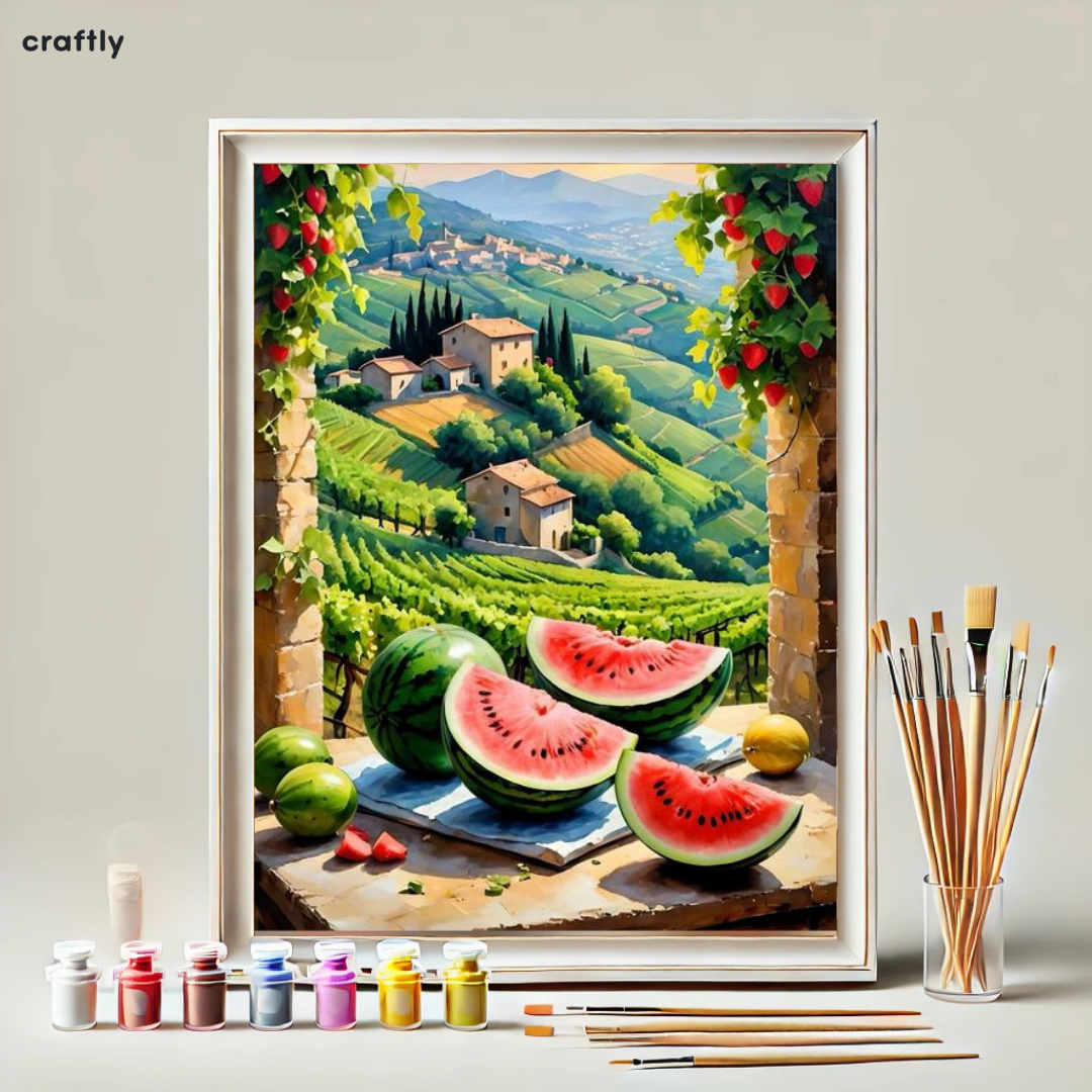 Paint by Numbers – Tuscan View with Juicy Watermelons