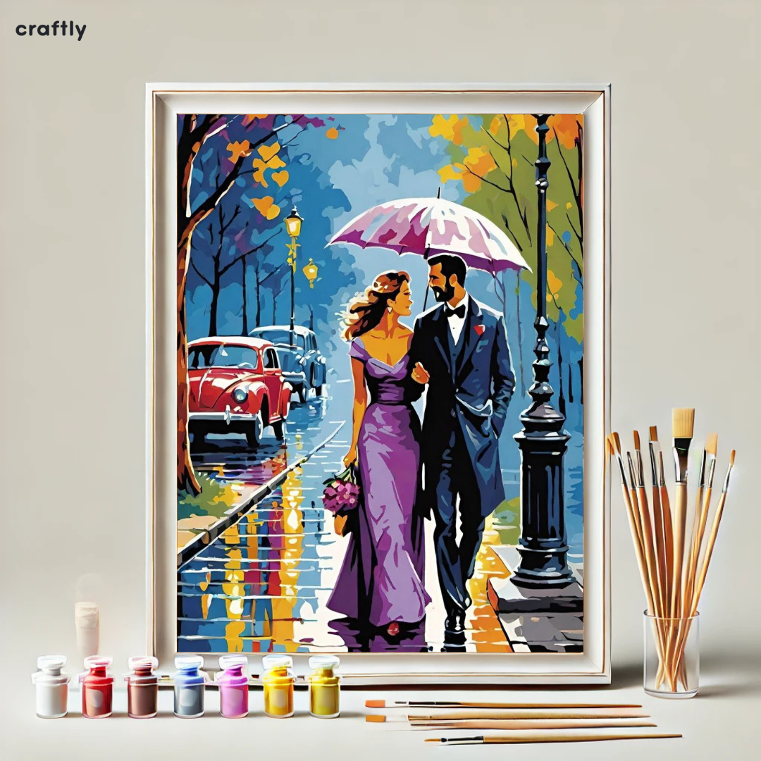 Paint by Numbers – Romantic Couple in the Rain